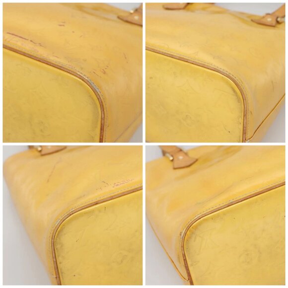 LOUIS VUITTON Monogram Vernis Houston Hand Bag Lime Yellow M91055 LV Auth 131741 - Picture 16 of 16